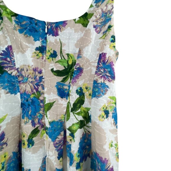 Nine West Womens Floral Striped Sundress Sz 6 Blue Tan Sleeveless Casual Summer - Picture 11 of 13